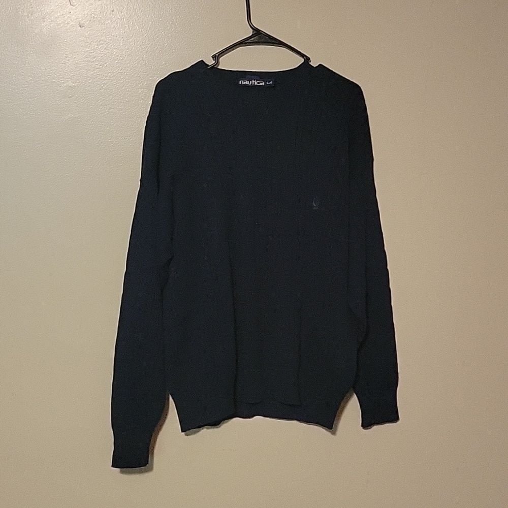 Nautica Sweater Long Sleeve Navy Blue Mens Size Large